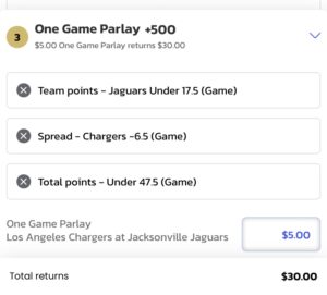 Jaguars Chargers Long Odds Same Game Parlay