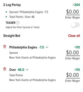 Eagles vs Giants Divisional Round Parlay