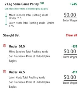 Eagles vs 49ers Same-Game Parlay