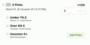 Houston vs Miami SGP Best Bet