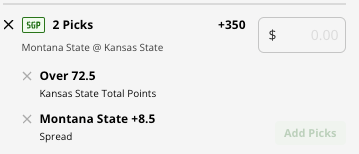 Kansas State vs Montana State SGP