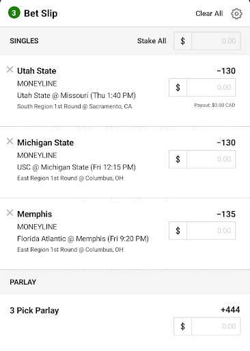 March Madness Round 1 Longshot Parlay
