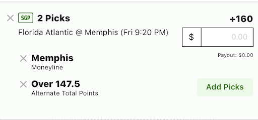 Memphis vs FAU SGP