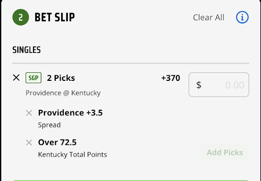 Kentucky vs Providence SGP