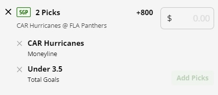 Game 3 Longshot Parlay Carolina Hurricanes vs Florida Panthers